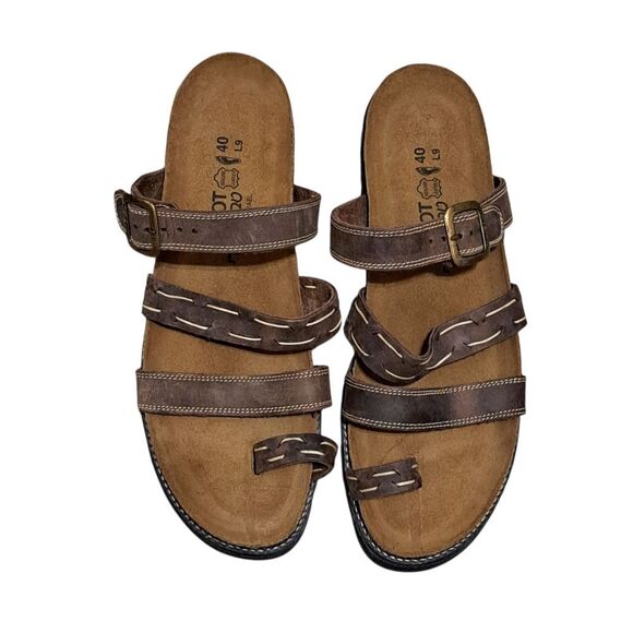 Naot Leather Boho Grunge Casual Slide Slip On Sandals Size 40 US 9 Brown - Picture 13 of 13